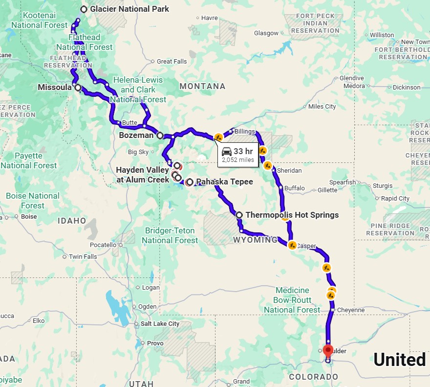 Montana Road Trip Map